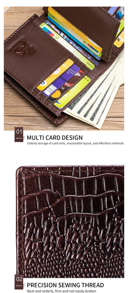 Genuine Leather Crocodile Wallet Men Retro Large Capacity – Elegant Men's Accessory | Accessorio Uomo Elegante