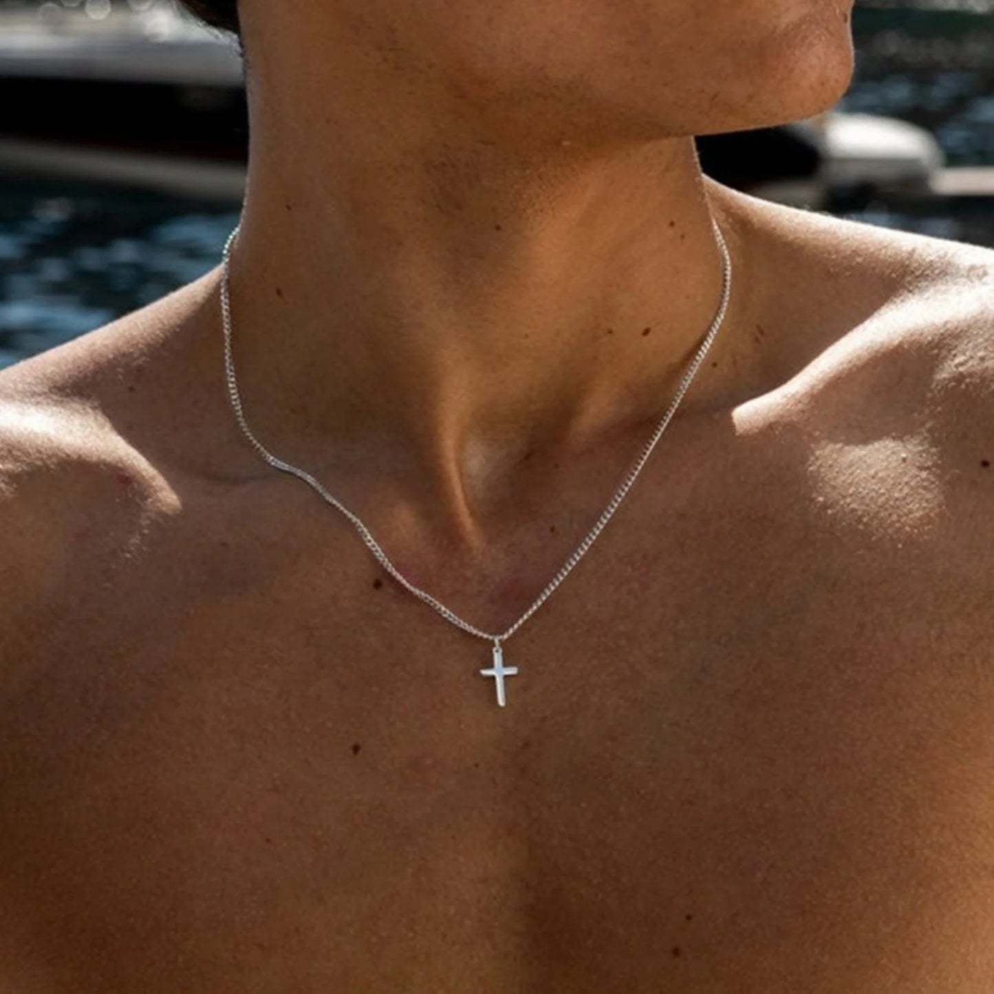 DRAVEN — Minimalist Cross Pendant Necklace – Trendy Stainless Steel Jewelry for Men