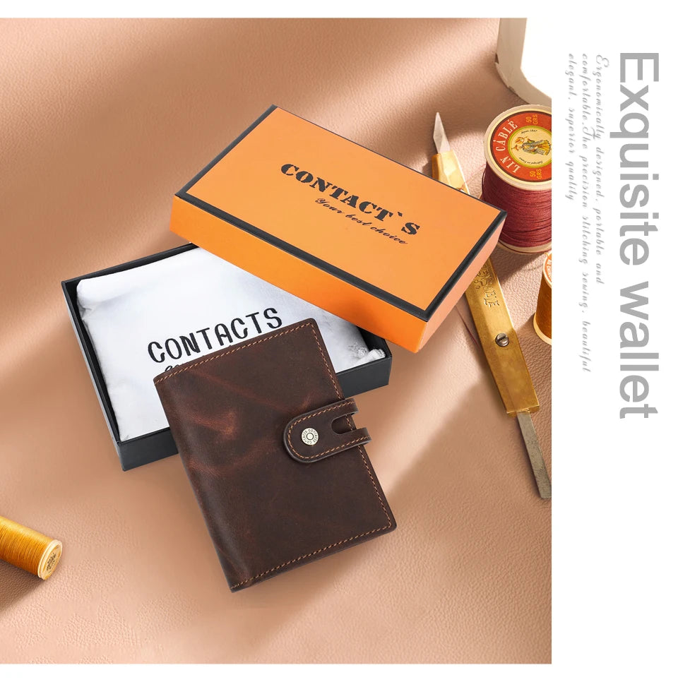 Leather Airtag Wallet Men RFID Aluminum Card Holder – Elegant Men's Accessory | Accessorio Uomo Elegante