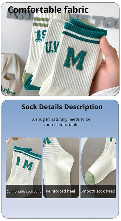 5 Pairs Women's Striped Socks – Cute Harajuku Street Style