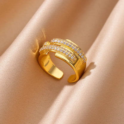 Gold Geometric Zircon Crystal Ring – Elegant Men's Accessory | Accessorio Uomo Elegante