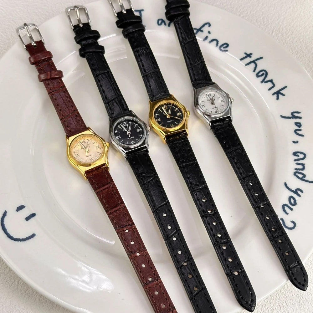 Grace in Motion – Women’s Leather Quartz Watch with Stainless Steel Details – Elegant Men's Accessory | Accessorio Uomo Elegante