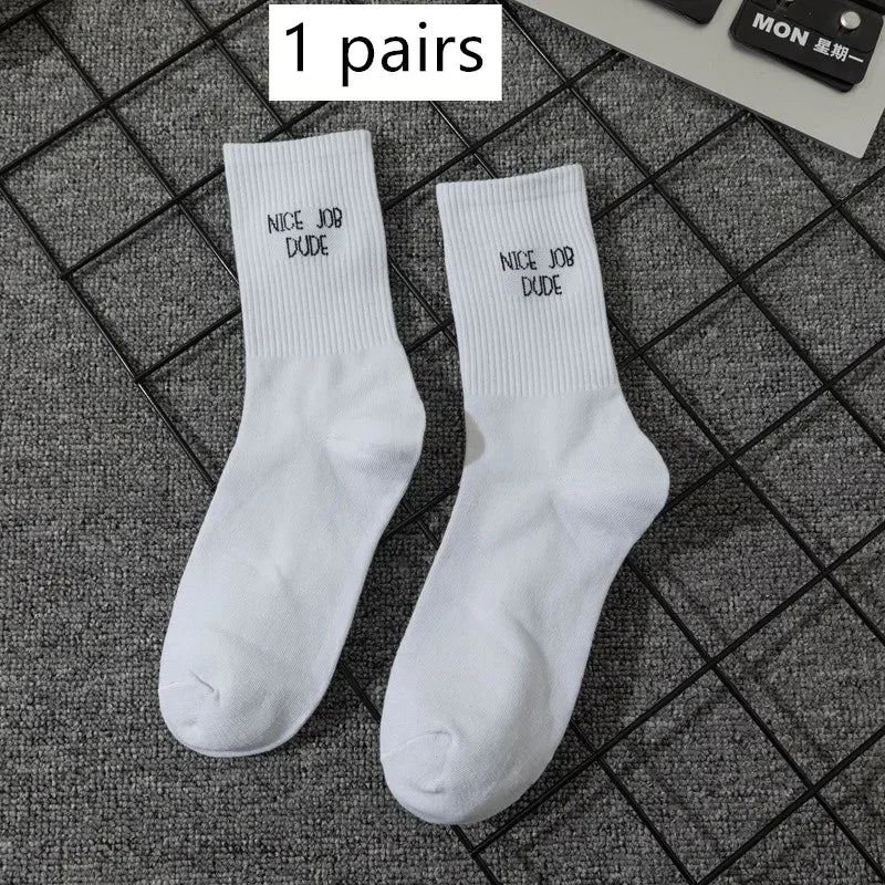 DRAVEN — Unisex Letter Street Socks – White College Style