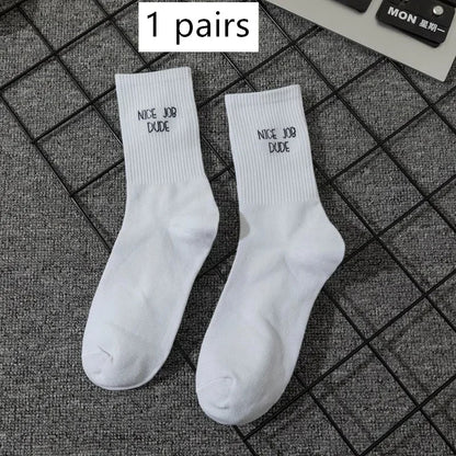 Unisex Letter Street Socks – White College Style