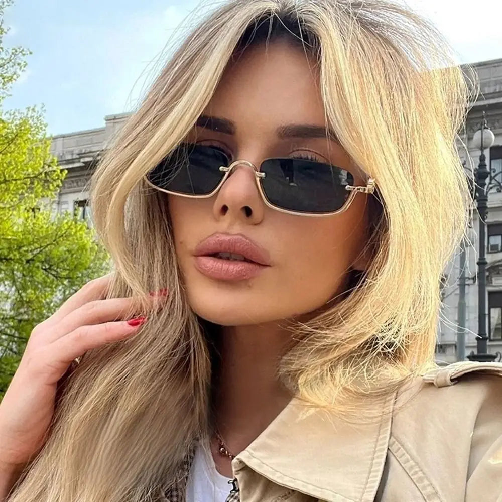 DRAVEN — Half-Frame Square Sunglasses – Vintage Metal Y2K  Shades