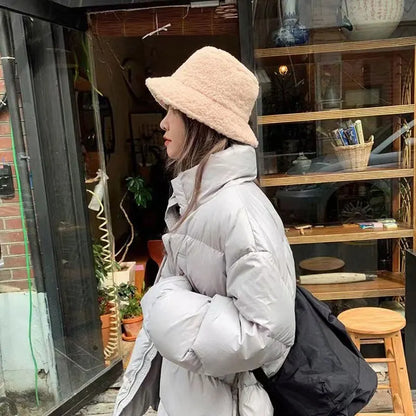 Lamb Wool Bucket Hat – Unisex Harajuku Winter Style