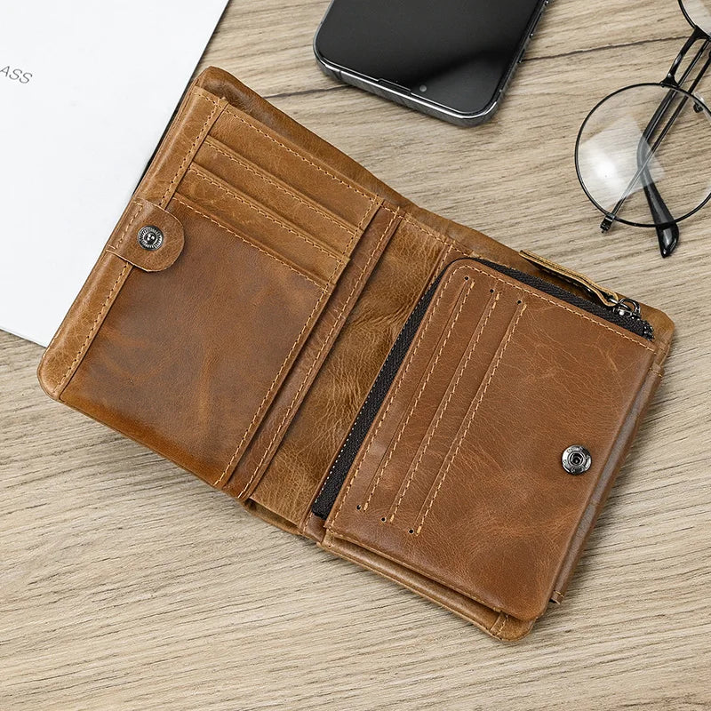 Genuine Leather Short Wallet Men Soft Card Holder – Elegant Men's Accessory | Accessorio Uomo Elegante