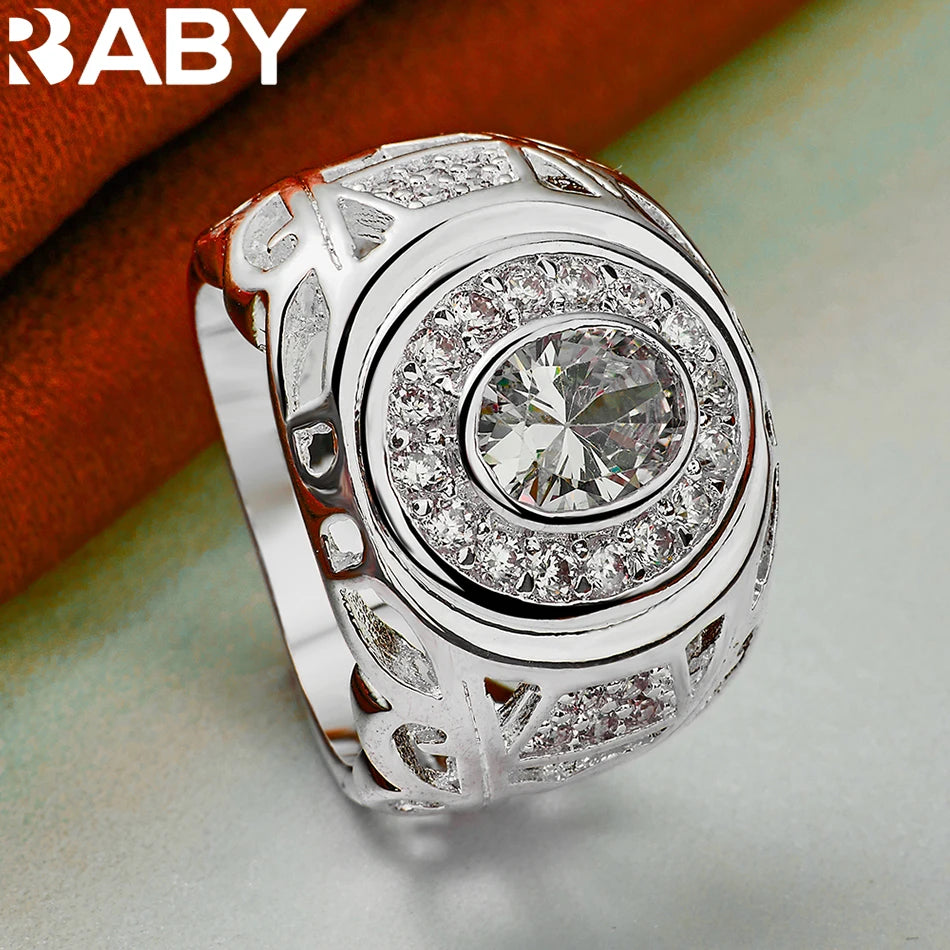 Large Zircon Sterling Silver Ring – Elegant Men's Accessory | Accessorio Uomo Elegante