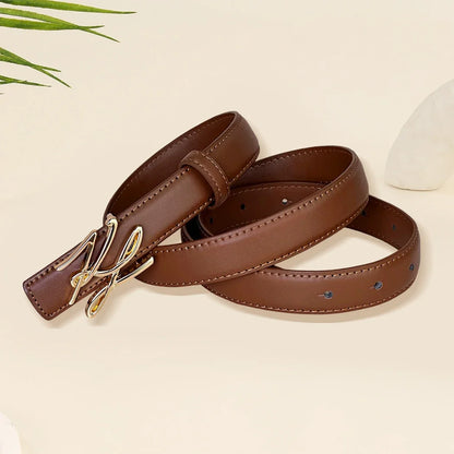 Women's PU Leather Belt Linear Letter Alloy Buckle – Elegant Men's Accessory | Accessorio Uomo Elegante