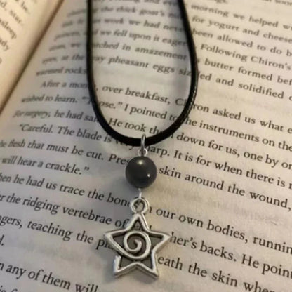 Black Cord Star Charm Necklace – Adjustable Celestial Jewelry Gift