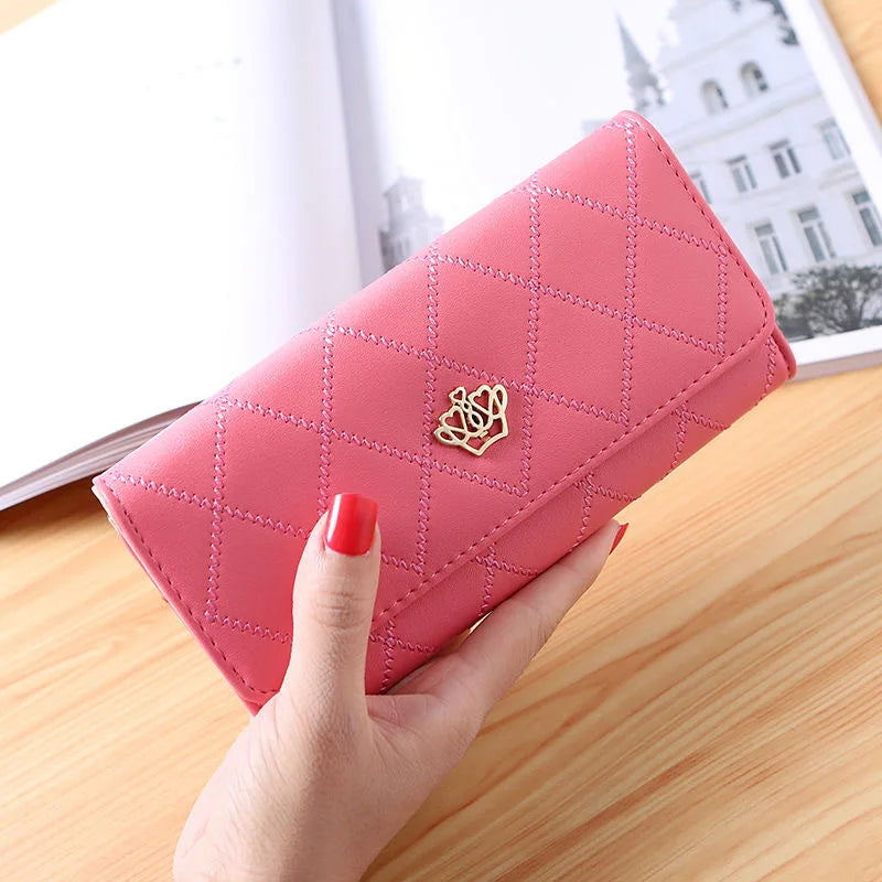 DRAVEN — PU Leather Long Wallet Women 2025 Diamond Mesh Design
