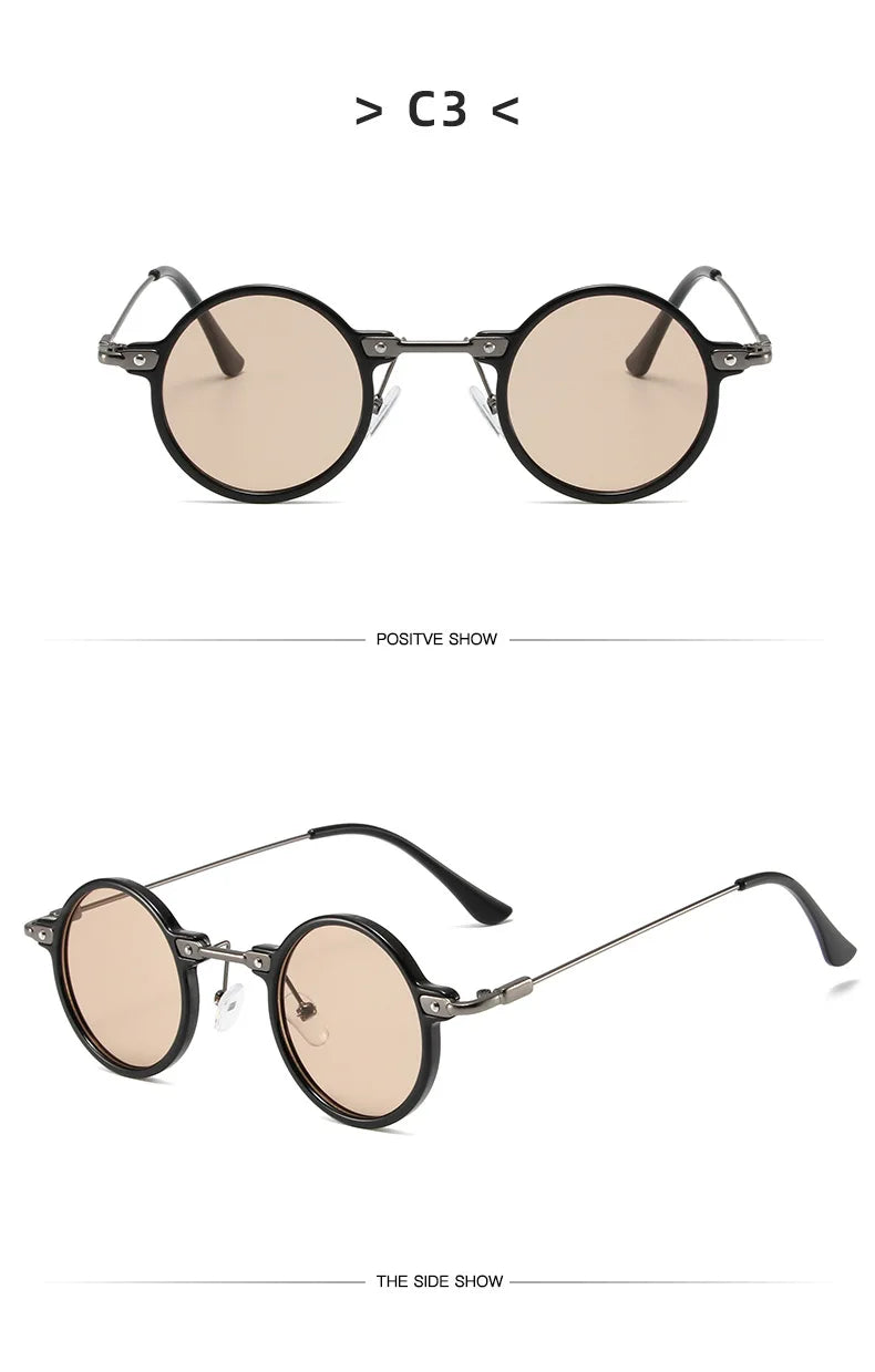 Round Metal Sunglasses – Retro Steampunk Design – Elegant Men's Accessory | Accessorio Uomo Elegante
