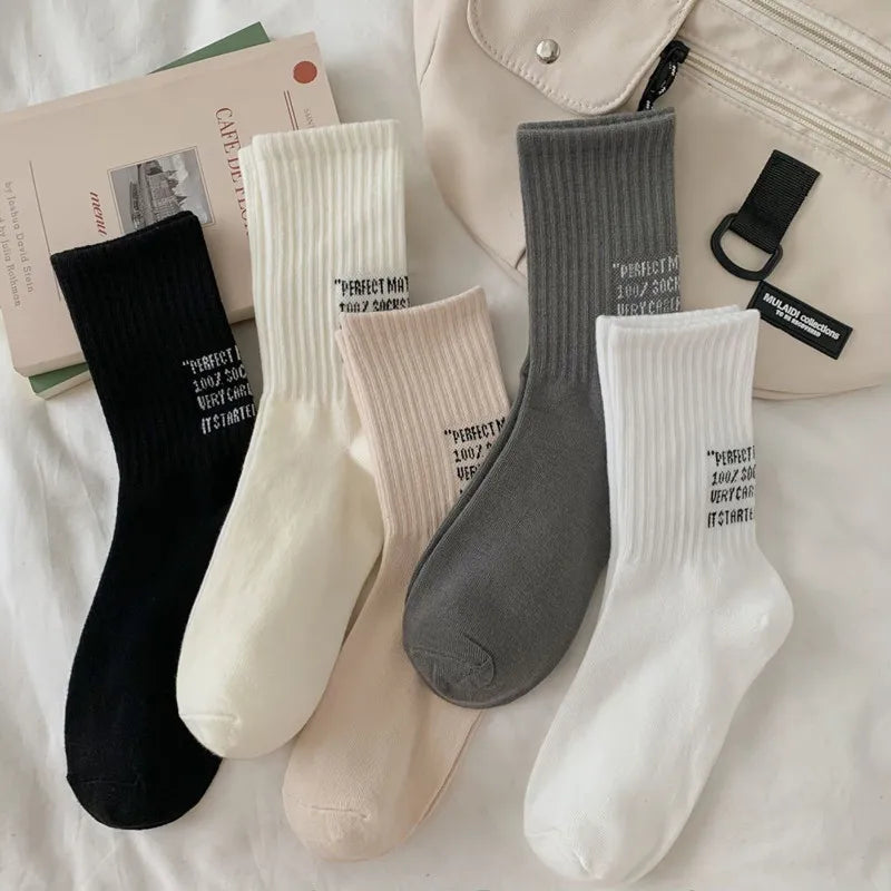 DRAVEN — Letter Cotton Socks – Trendy Unisex Sport Style