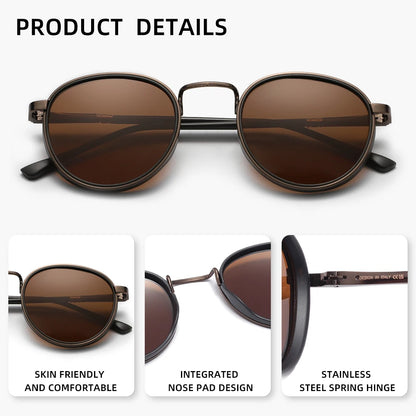 Retro Round Sunglasses – Polarized Classic Design – Elegant Men's Accessory | Accessorio Uomo Elegante