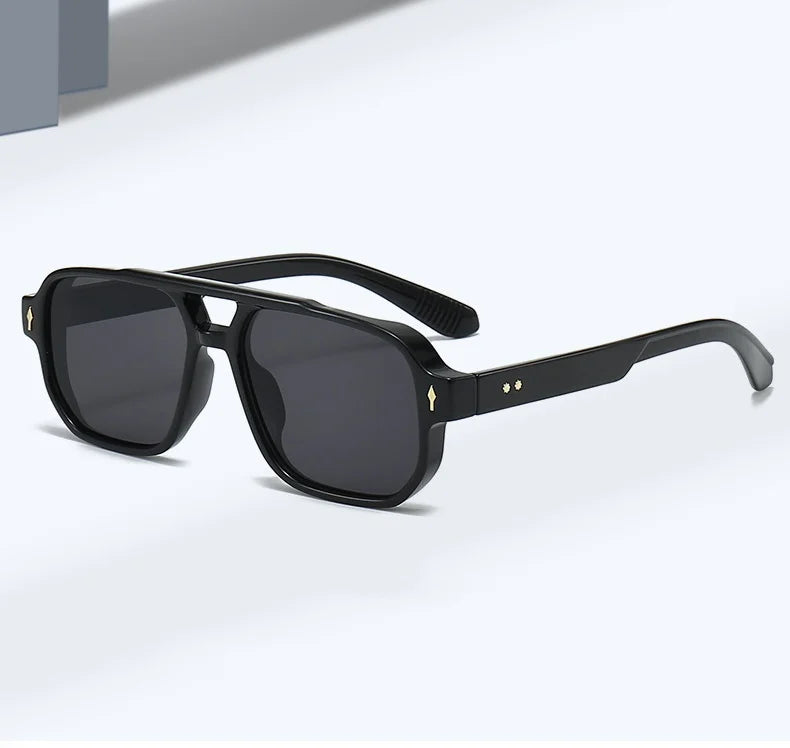 DRAVEN — Retro Double Bridge Sunglasses – Luxury Rivet Design
