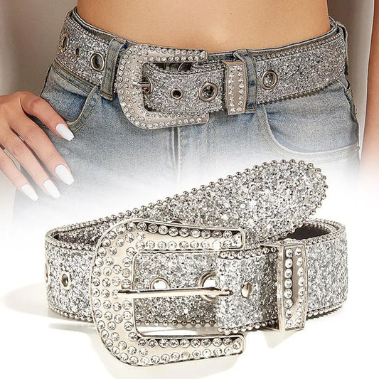 DRAVEN — Skull Rhinestone PU Leather Belt Women Sparkling Design — Belts | DRAVEN