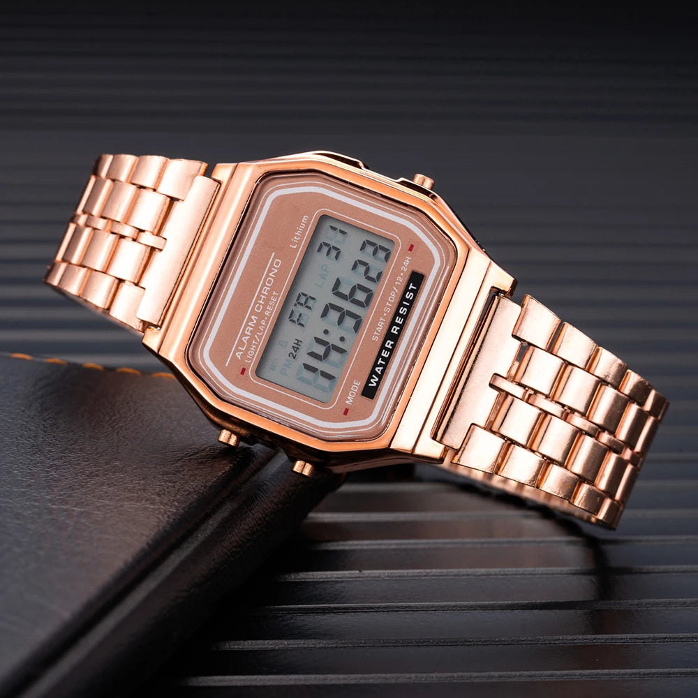 Neo Pulse – 2025 Unisex Digital LED Watch in Gold Finish – Elegant Men's Accessory | Accessorio Uomo Elegante