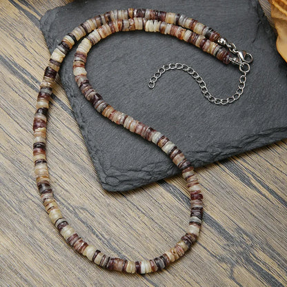 Natural Stone Beaded Necklace – Vintage Geometric Pendant Jewelry for Men – Elegant Men's Accessory | Accessorio Uomo Elegante