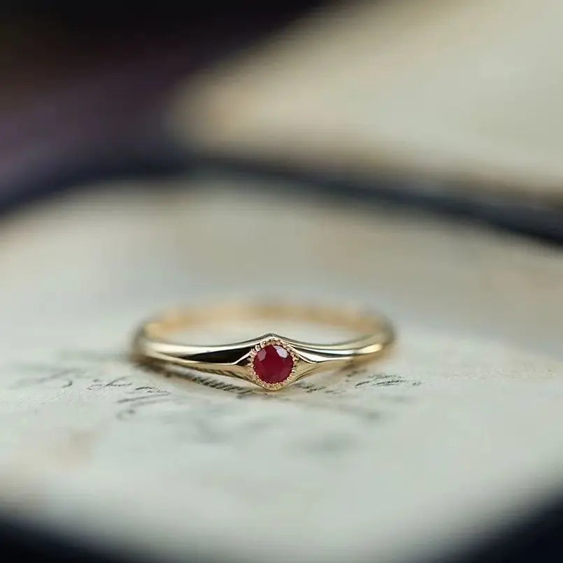 DRAVEN — Classic Ruby Red Stacked Ring