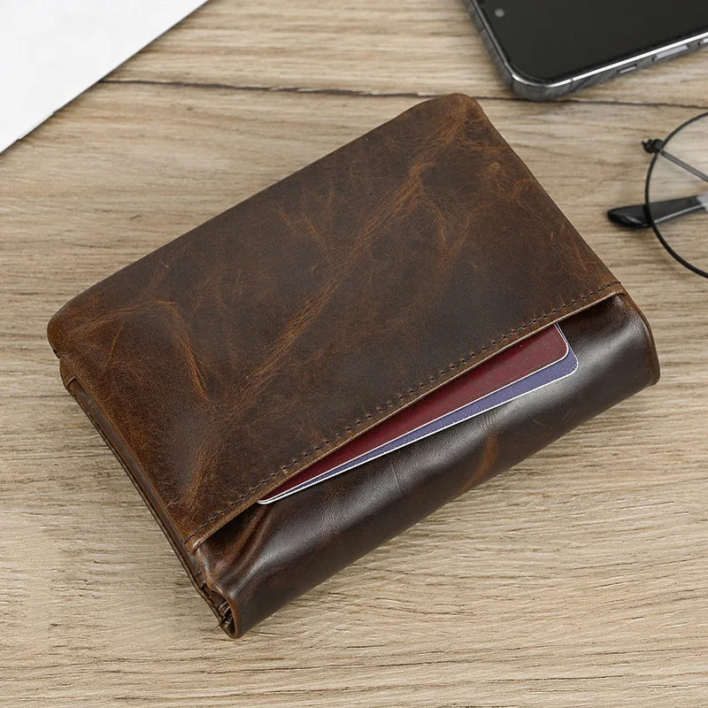 Genuine Leather Short Wallet Men Soft Card Holder – Elegant Men's Accessory | Accessorio Uomo Elegante