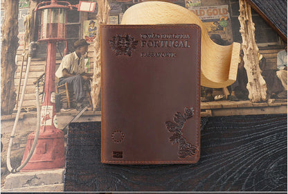 Genuine Leather Portugal Passport Holder Travel Wallet – Elegant Men's Accessory | Accessorio Uomo Elegante