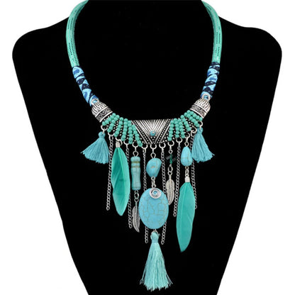 Vintage Turquoise Bohemian Necklace – Unique Ethnic Design for Parties