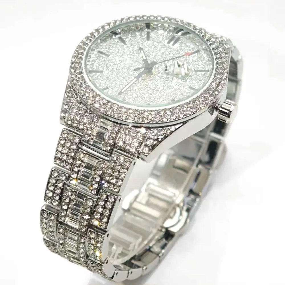 DRAVEN — Crystal Frame – Men’s Rectangle Steel Luxury Watch with Calendar