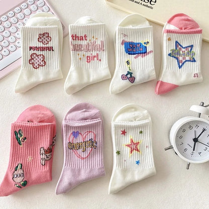 Y2K Flower Ankle Socks – Unisex Retro Street Style