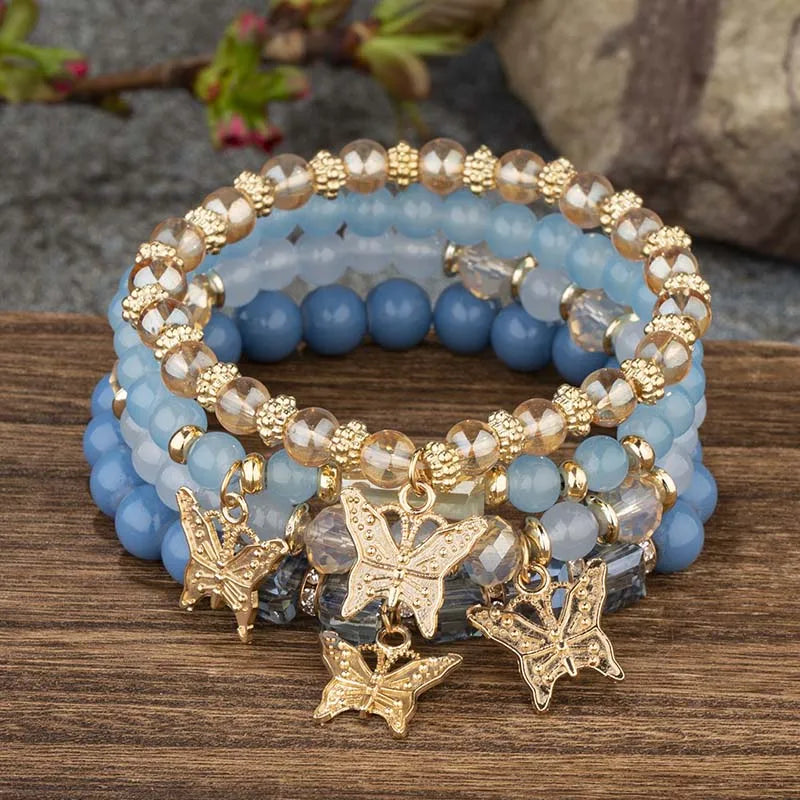 DRAVEN — 4-Piece Butterfly Beaded Bracelet Set