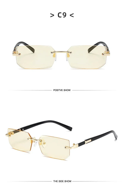 Rimless Square Sunglasses – Blue Light Protection – Elegant Men's Accessory | Accessorio Uomo Elegante