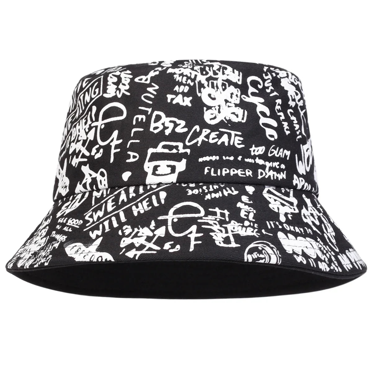 DRAVEN — 88 Graffiti Print Bucket Hat – Unisex Street Style