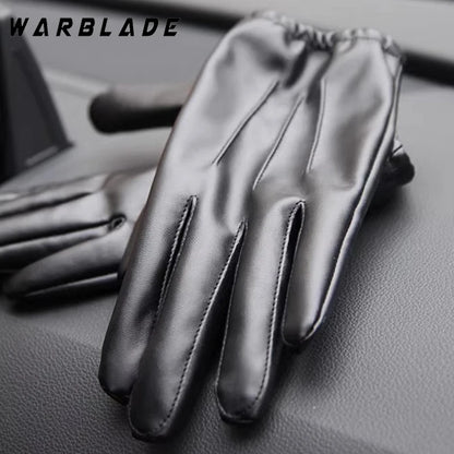 Luxury PU Leather Gloves – Unisex Cashmere Winter Style