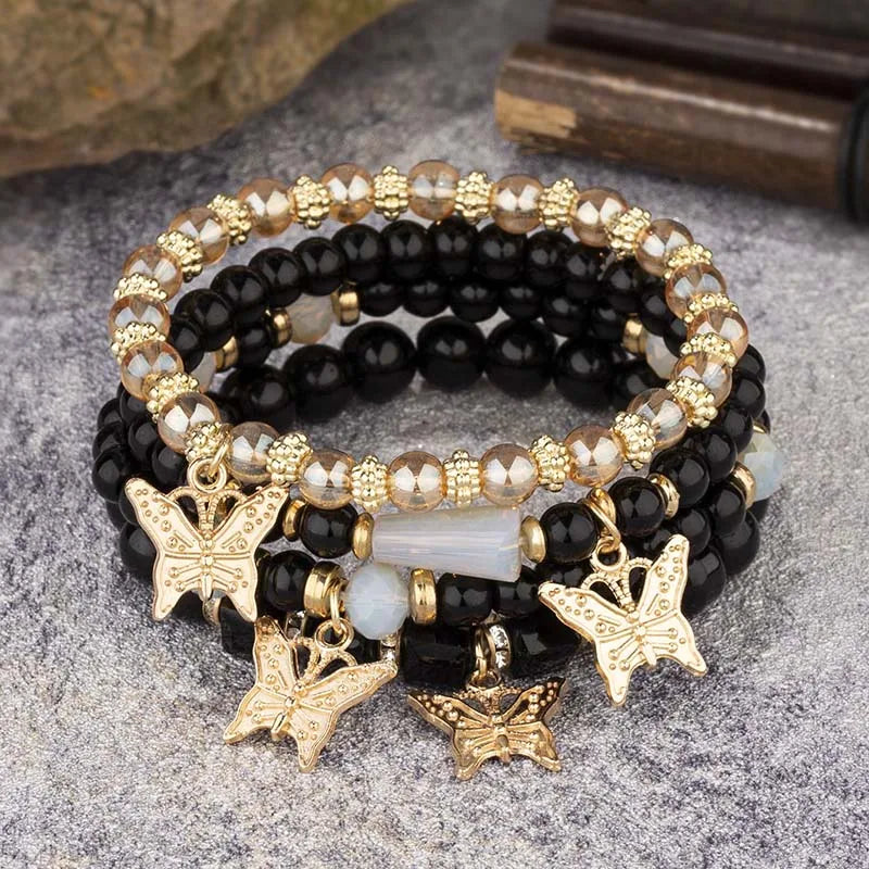 DRAVEN — 4-Piece Butterfly Beaded Bracelet Set