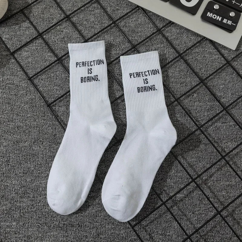 DRAVEN — Unisex Letter Street Socks – White College Style