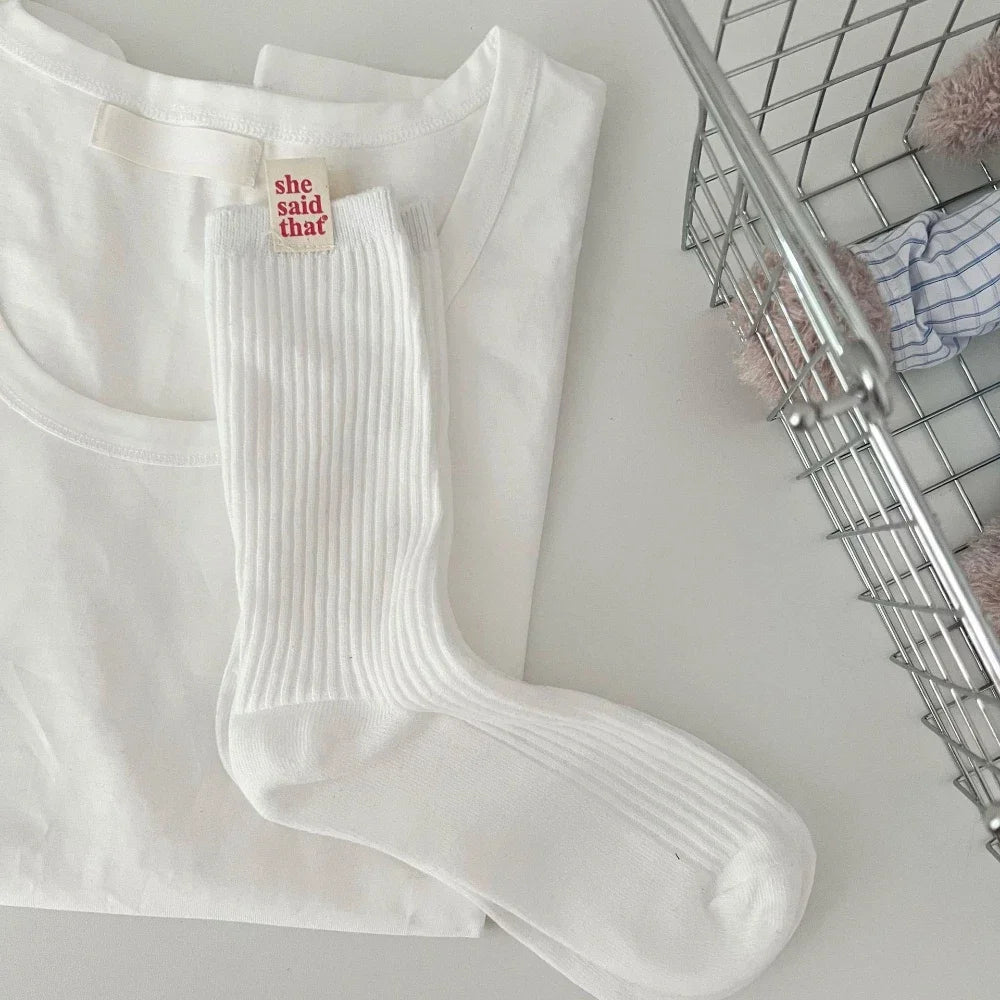 Retro Label Cotton Socks – Women’s Japanese Street Style – Elegant Men's Accessory | Accessorio Uomo Elegante