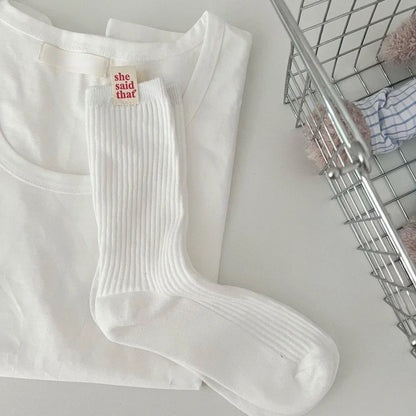 Retro Label Cotton Socks – Women’s Japanese Street Style – Elegant Men's Accessory | Accessorio Uomo Elegante