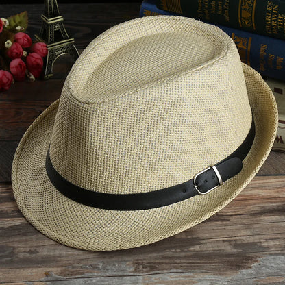 Classic White Straw Fedora Hat – 2025 Summer Trend Fashion for Men – Elegant Men's Accessory | Accessorio Uomo Elegante