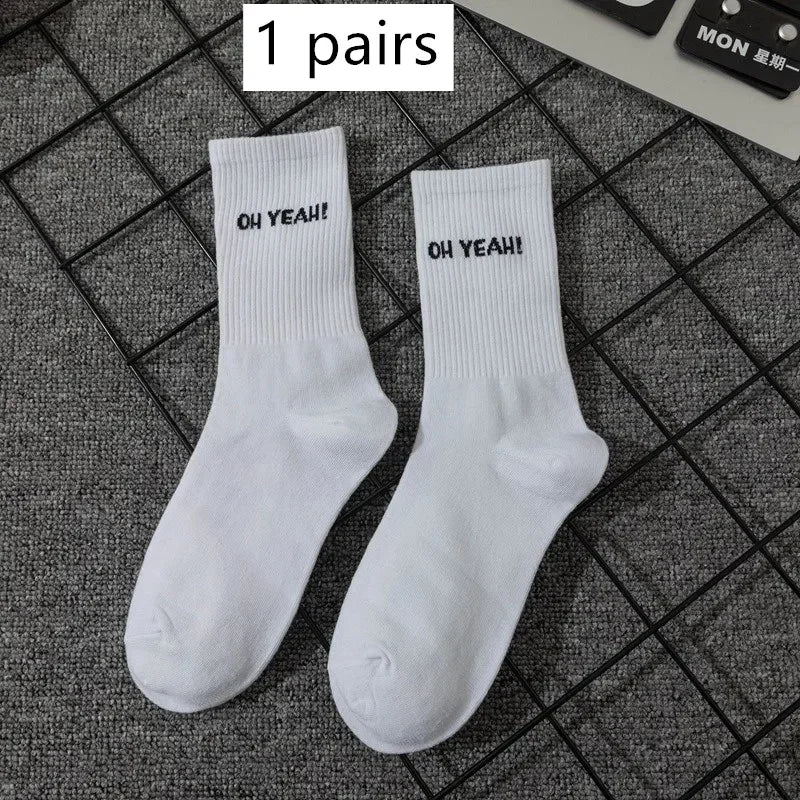 DRAVEN — Unisex Letter Street Socks – White College Style