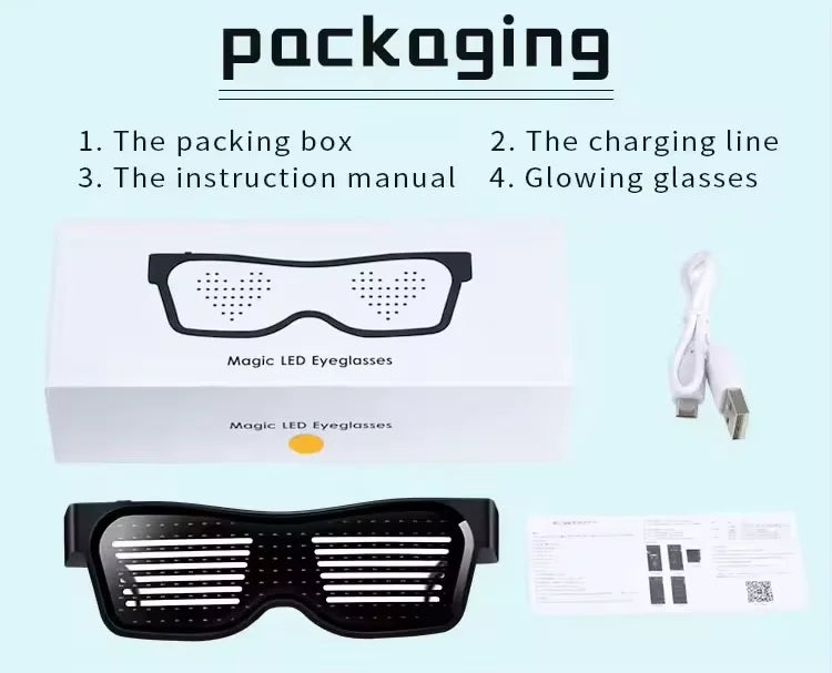 Programmable LED Text Sunglasses – Graffiti Party Style – Elegant Men's Accessory | Accessorio Uomo Elegante