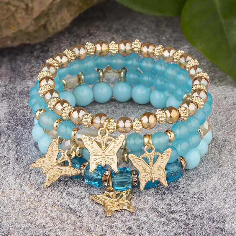 DRAVEN — 4-Piece Butterfly Beaded Bracelet Set