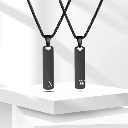 Stainless Steel Initial Bar Necklace – A–Z Alphabet Pendant Jewelry for Men and Women – Elegant Men's Accessory | Accessorio Uomo Elegante