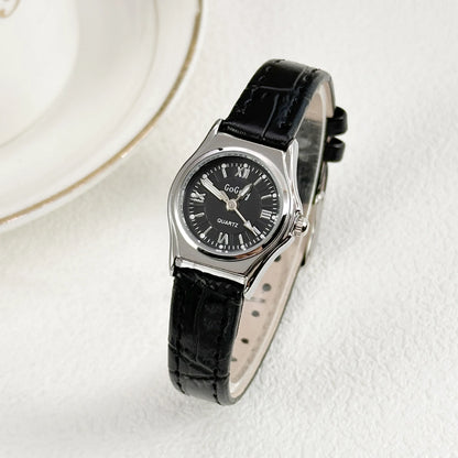 Grace in Motion – Women’s Leather Quartz Watch with Stainless Steel Details