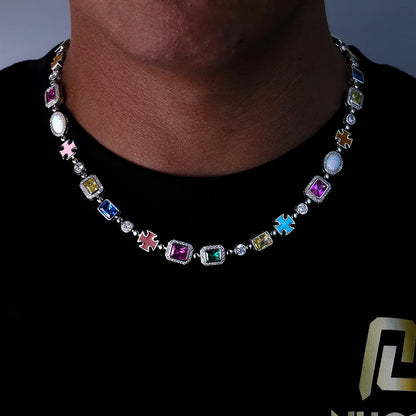 Colorful Gemstone Necklace – Luxury Zirconia Jewelry for Men and Women