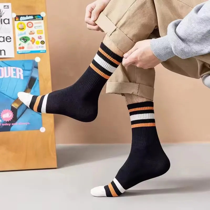 DRAVEN — Colorful Striped Socks – 5 Pairs Unisex Casual Style