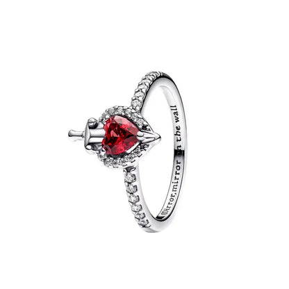Silver Red Bow Heart Ring – Elegant Men's Accessory | Accessorio Uomo Elegante