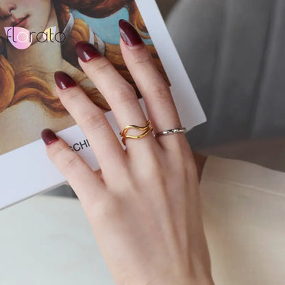 Double Layer Irregular Metal Ring – Elegant Men's Accessory | Accessorio Uomo Elegante