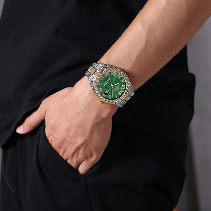 Diamond Pulse – Unisex Crystal Luxury Watch with Full Rhinestone Detailing – Elegant Men's Accessory | Accessorio Uomo Elegante