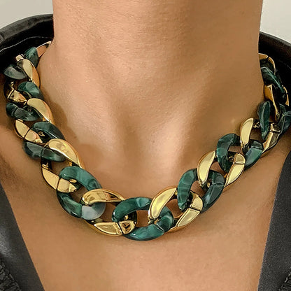 Chunky CCB Chain Necklace – Colorful Statement Jewelry for Women – Elegant Men's Accessory | Accessorio Uomo Elegante
