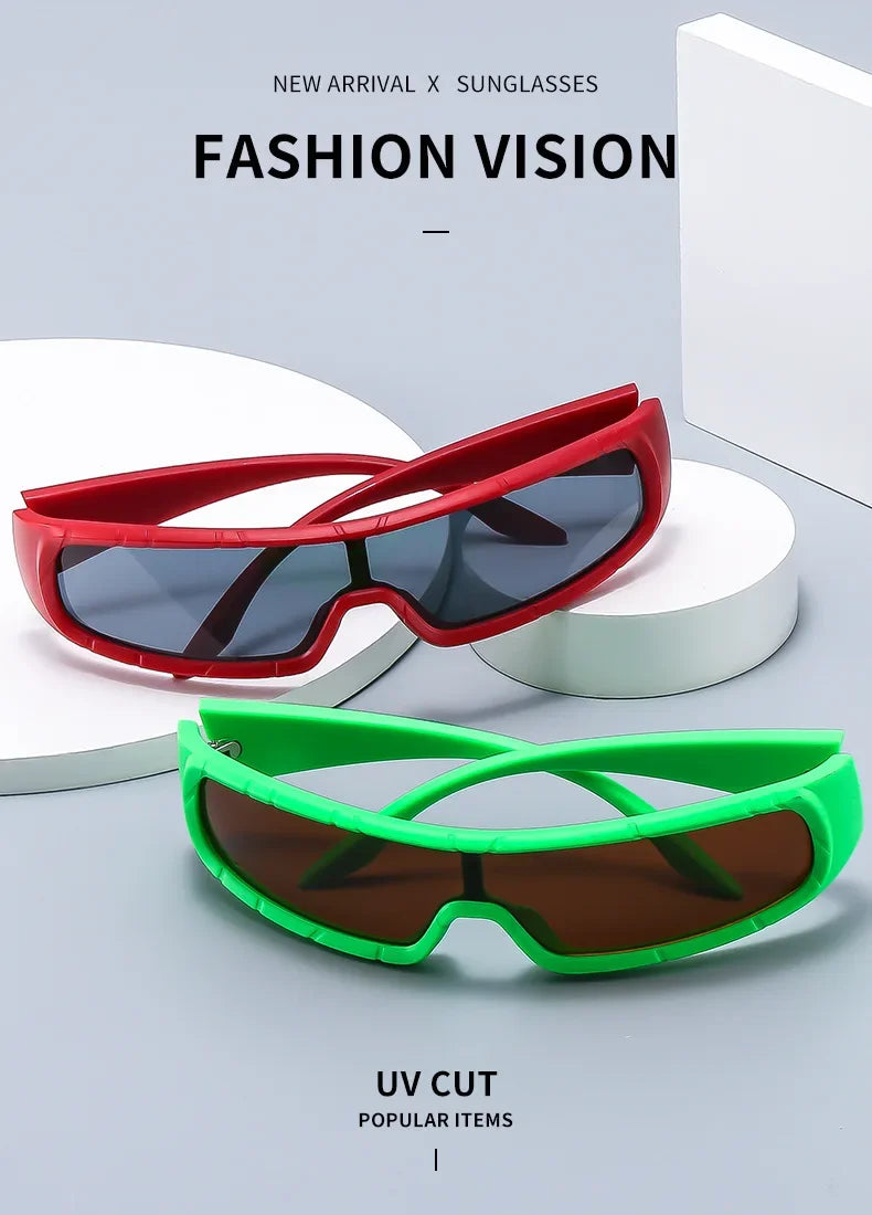 DRAVEN — Monoblock Wrap Sunglasses – Futuristic Punk Style