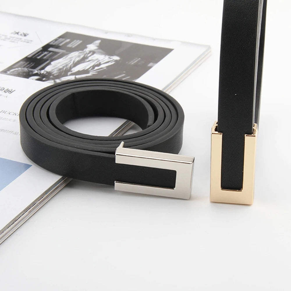 DRAVEN — Luxury Leather Knot Belt Women Gold Alloy Buckle